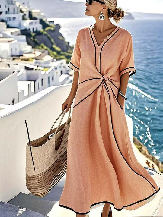 Damen Maxi-Kleid mit einzigartigem Wickeldesign R&B
