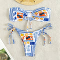 Damen Bandeau-Bikini mit verspieltem Muster und anpassbarem Bindesystem R&B