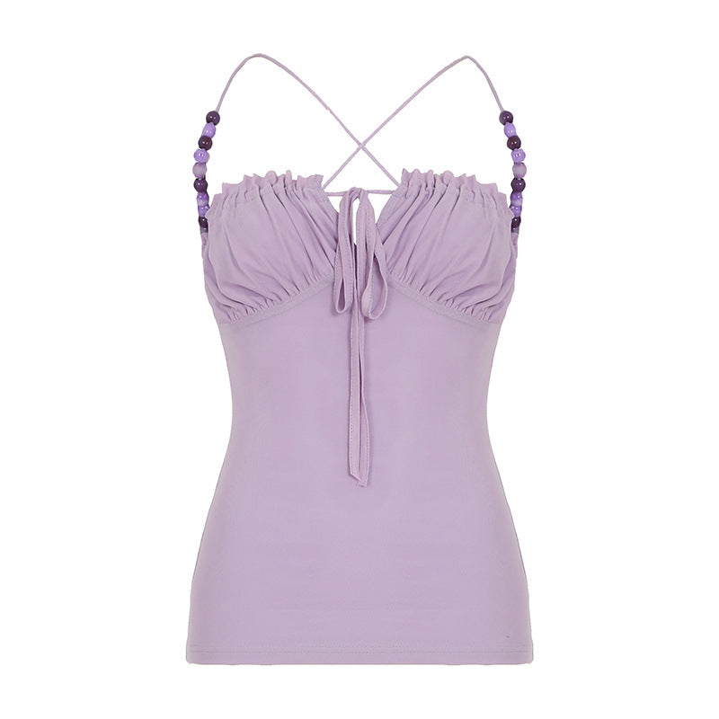 Damen lässiges Top mit raffiniertem Rüschendesign und dekorativen Trägerdetails R&B