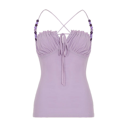 Damen lässiges Top mit raffiniertem Rüschendesign und dekorativen Trägerdetails R&B