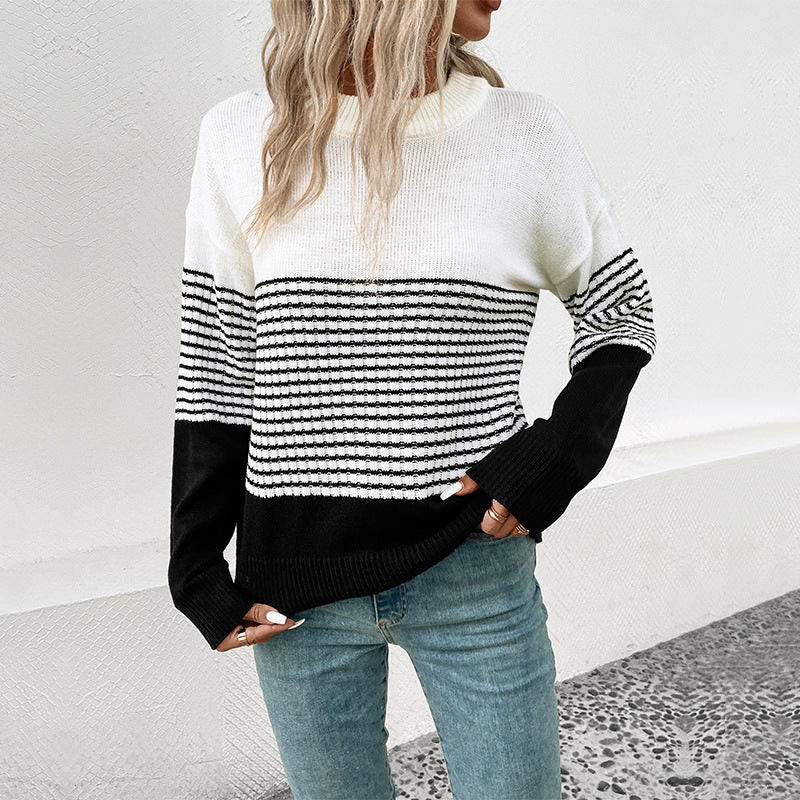 Damen Streifenpullover mit lässigem Schnitt und modernem Design R&B