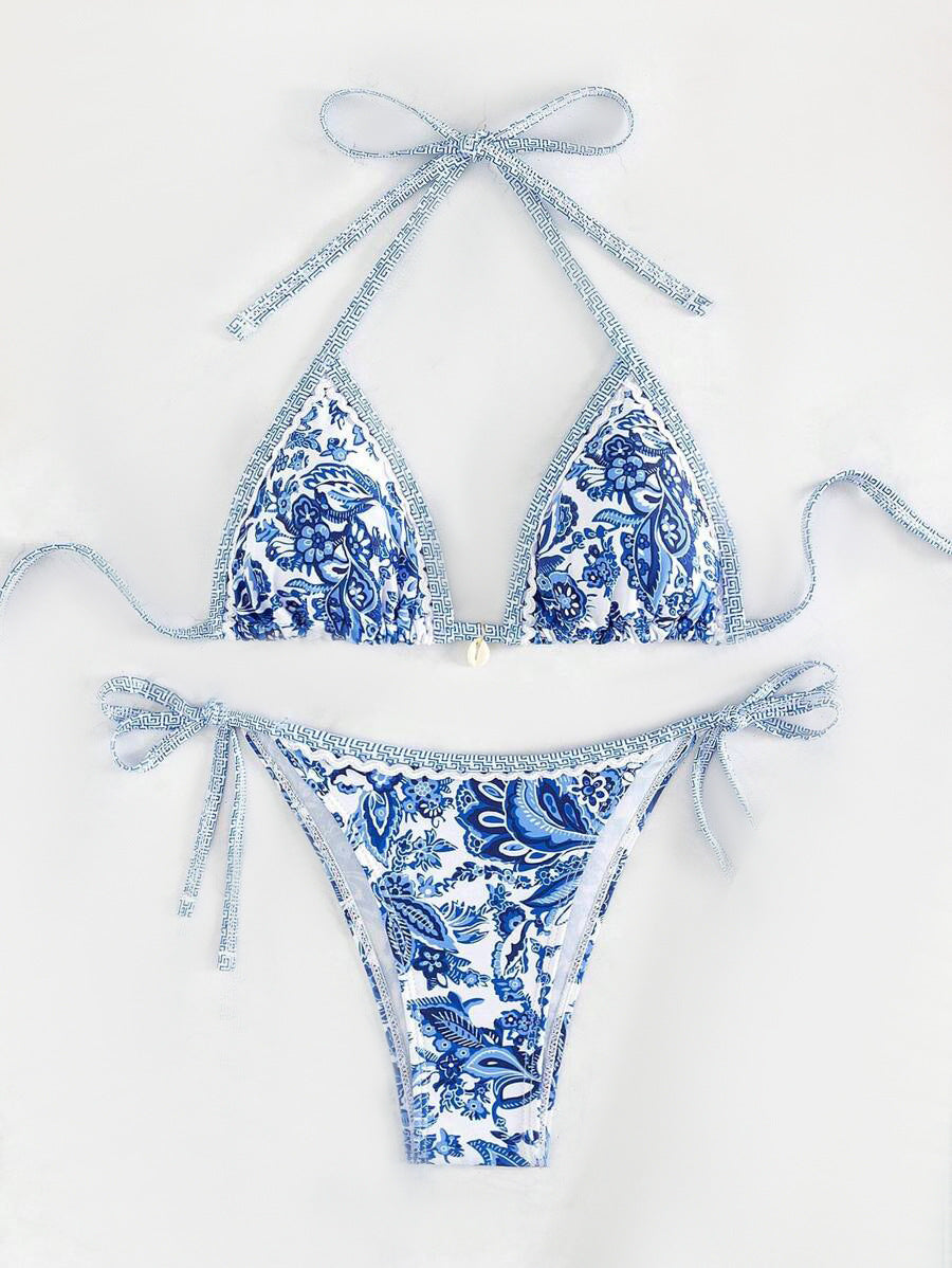 Damen Triangel-Bikini mit aufwendigem Floral-Design R&B