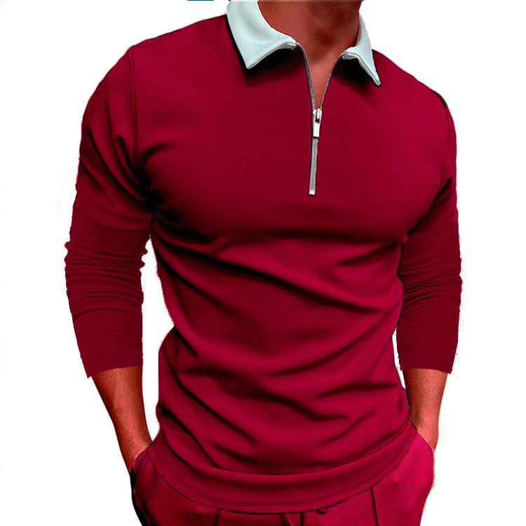 Herren sportlicher Pullover mit 1/4 Reißverschluss und kontrastierendem Kragen R&B