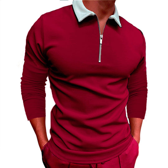 Herren sportlicher Pullover mit 1/4 Reißverschluss und kontrastierendem Kragen R&B