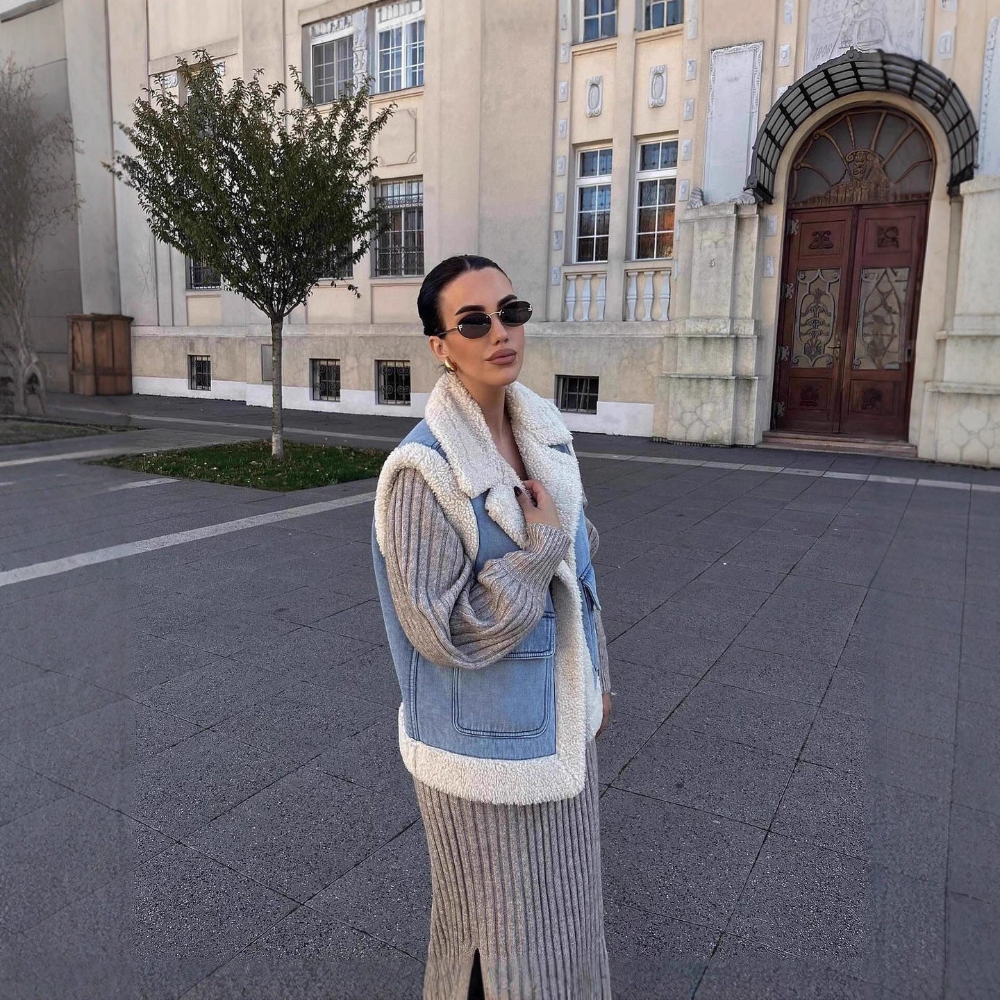 Damen Weste im Vintage-Style aus Denim mit Fleecefutter R&B