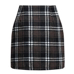 Damen Karierter Minirock mit hohem Bund und seitlichen Eingrifftaschen R&B