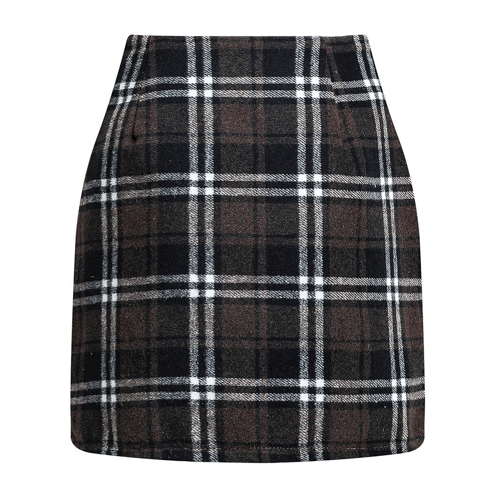 Damen Karierter Minirock mit hohem Bund und seitlichen Eingrifftaschen R&B