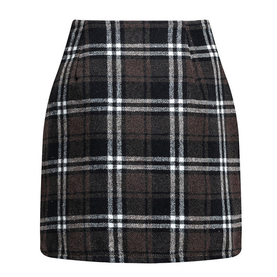 Damen Karierter Minirock mit hohem Bund und seitlichen Eingrifftaschen R&B