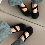 Damen Ballerinas mit elegantem Schnallenverschluss aus hochwertigem Wildleder