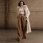 Damen Luxus Kunstpelz-Mantel mit elegantem Revers R&B