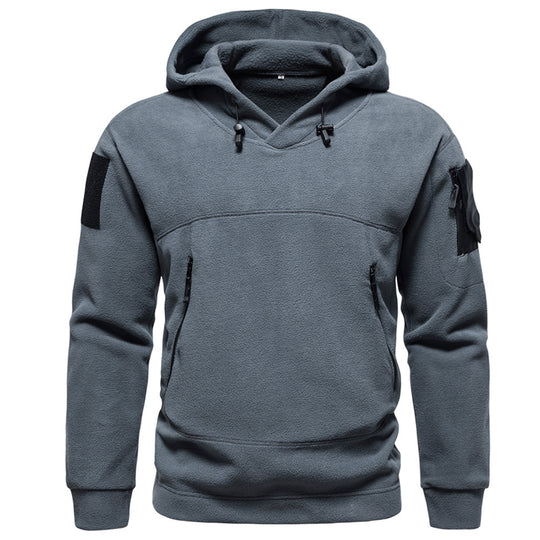 Herren moderne Fleece-Hoodie mit strategischen Reißverschlusstaschen R&B