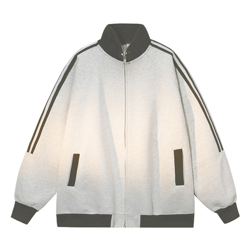 Damen Sportliche Kapuzenjacke mit Reißverschluss und angeschnittenen Ärmeln R&B