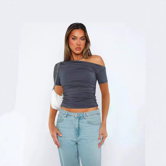 Damen Off-Shoulder Shirt mit Raffung R&B