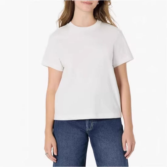 Damen lässiges Kurzarm-T-Shirt aus hochwertiger Baumwolle mit Rundhalsausschnitt R&B