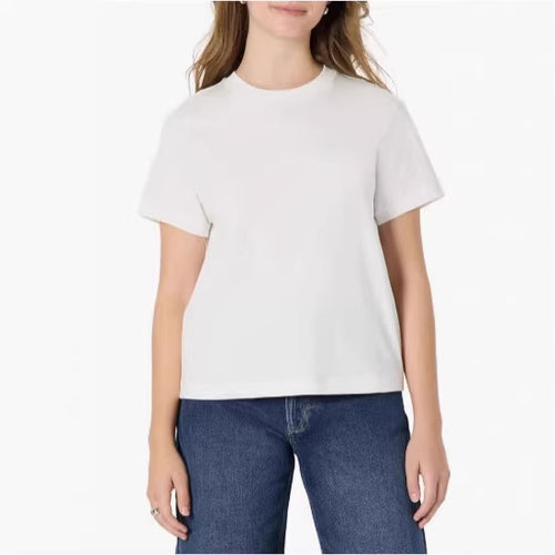 Damen lässiges Kurzarm-T-Shirt aus hochwertiger Baumwolle mit Rundhalsausschnitt R&B