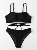Damen Sportlicher Badeanzug mit Knotendetail R&B