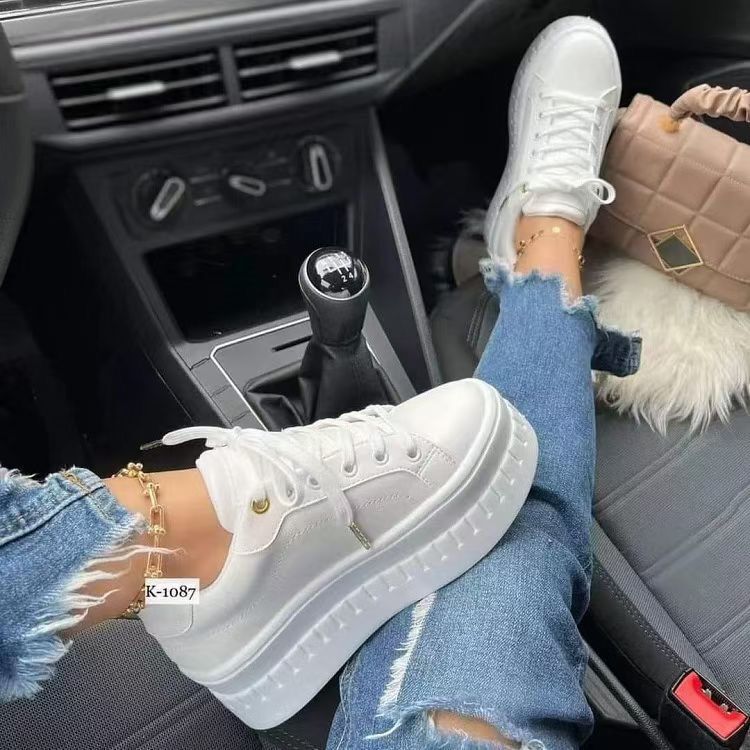 Damen trendige Plateau Sneakers mit glänzender Oberfläche R&B