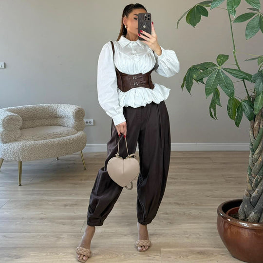 Damen Korselett-Corsettop mit dekorativen Schnallen R&B