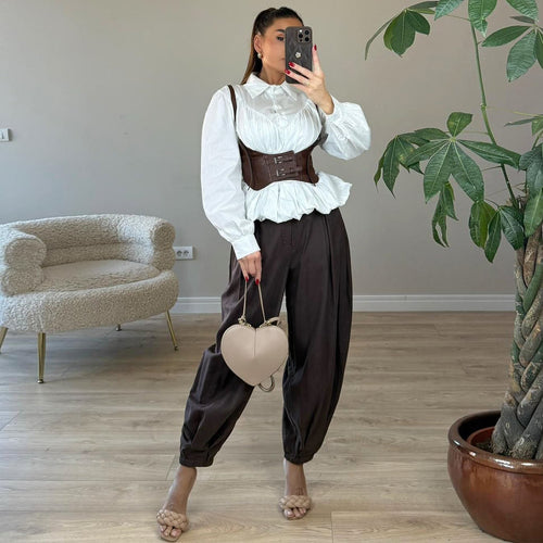 Damen Korselett-Corsettop mit dekorativen Schnallen R&B