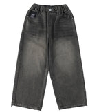 Damen lockere High-Waist Jeans mit elastischem Bund und geradem Bein R&B