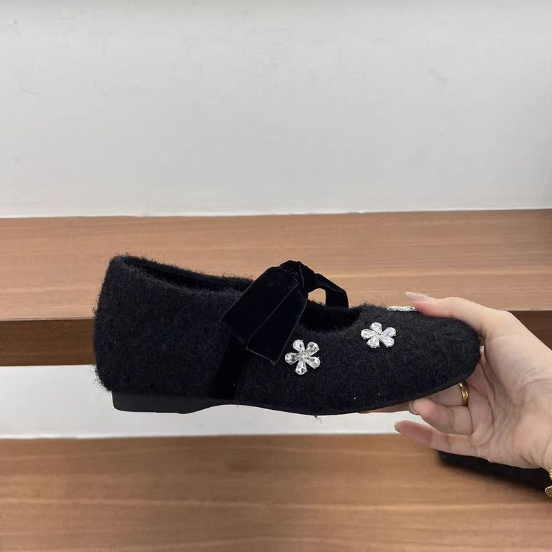 Damen modische Ballerinas mit floralem Dekor und Veloursdetails R&B