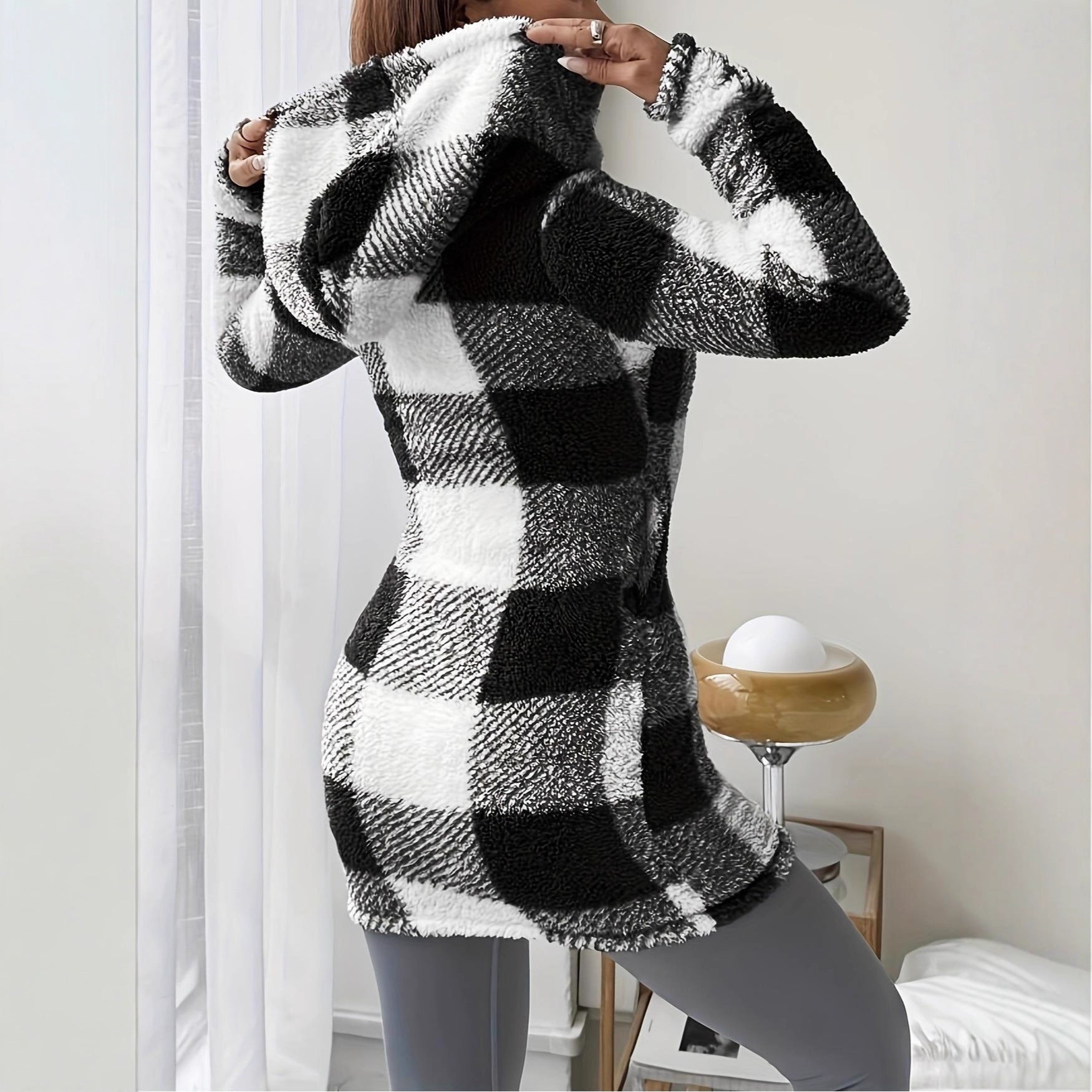Damen Leopardenmuster Plüschjacke R&B