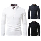 Herren Langarm Poloshirt mit außergewöhnlichem Kragen-Design R&B