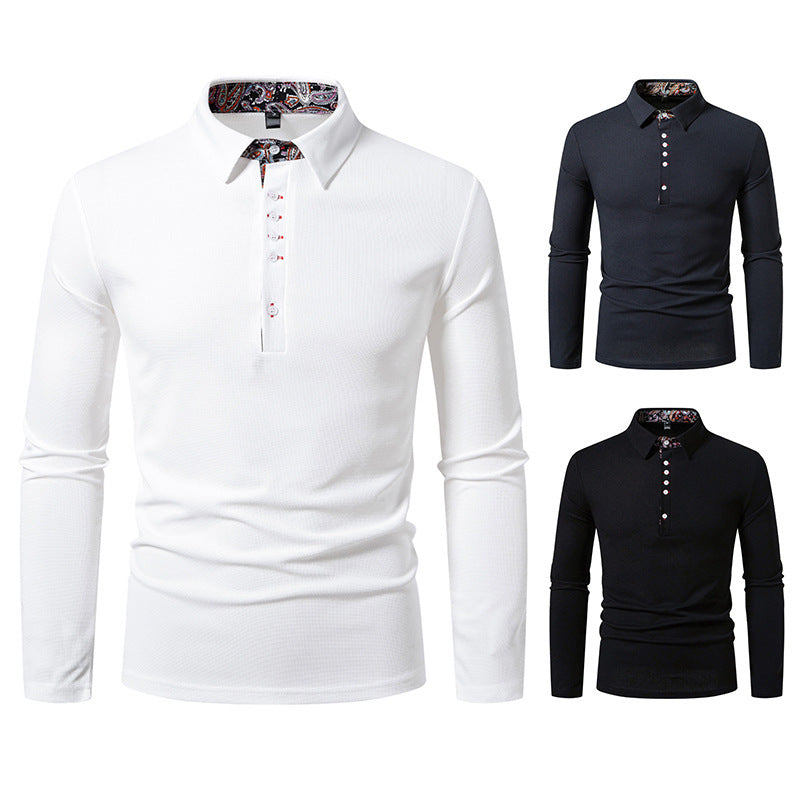 Herren Langarm Poloshirt mit außergewöhnlichem Kragen-Design R&B