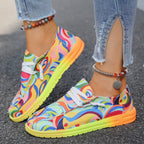 Damen sportliche Sneakers mit buntem Mustermix R&B