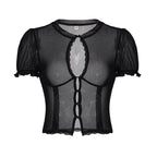 Damen transparente Spitze Bluse R&B