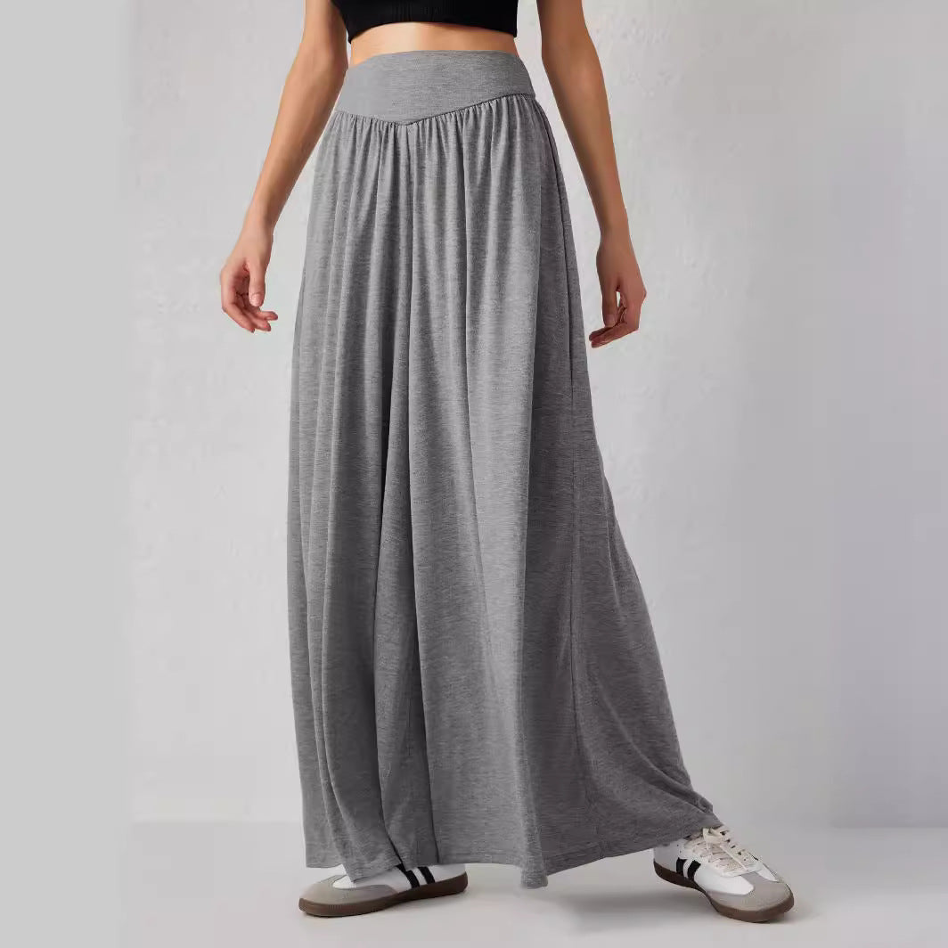 Damen Weit geschnittene Jersey-Hose mit elastischer Taille und elegantem Fall R&B