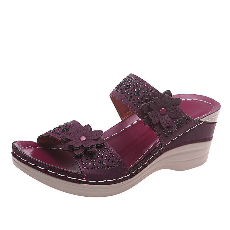 Damen Komfortable und modische Riemensandalen mit floralem Design R&B