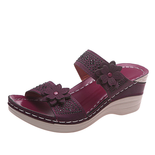 Damen Komfortable und modische Riemensandalen mit floralem Design R&B