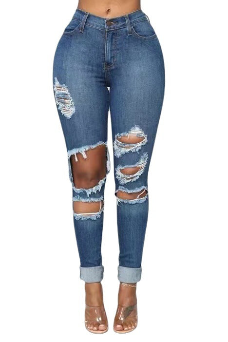 Damen Skinny-Jeans mit Riss-Design R&B