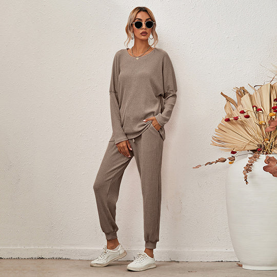 Damen Bequemer Strick-Jumpsuit mit Taschen und elastischem Bund R&B