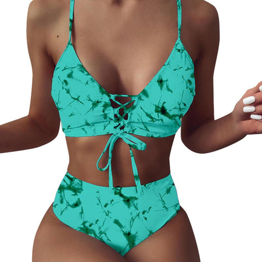 Damen Hochtailliertes Bikini-Set mit verstellbaren Schnürdetails R&B