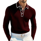 Herren Langarm-Polohemd mit strukturiertem Design R&B
