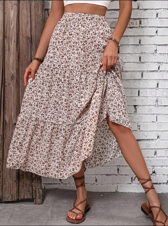 Damen Maxirock mit asymmetrischem Schnitt und floralem Design R&B