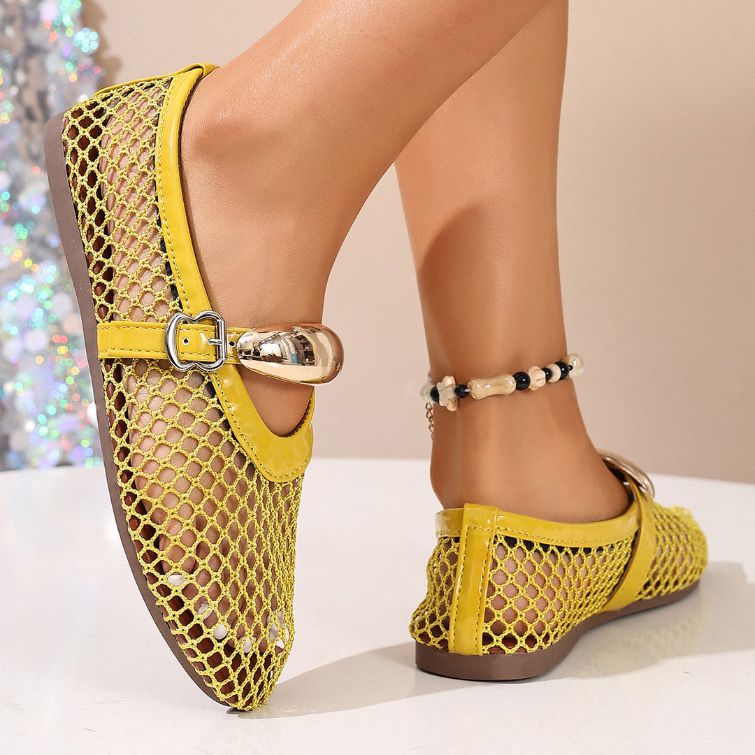 Damen luftige Schlüpfschuhe mit elegantem Netzdesign und modischer Schnalle R&B