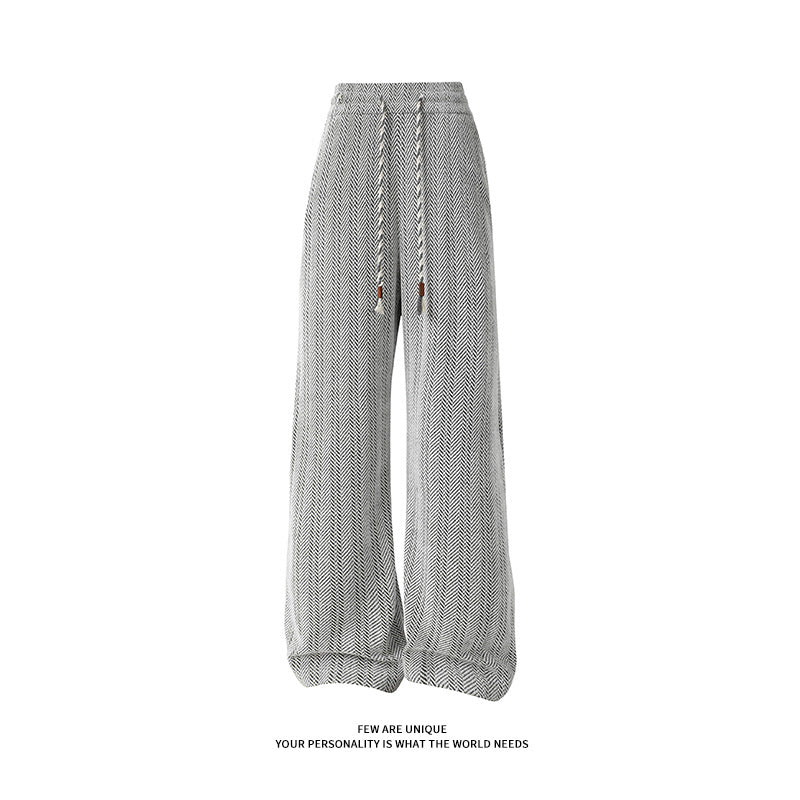 Damen weite Haremshose mit elastischem Bund und trendy Zickzackmuster R&B