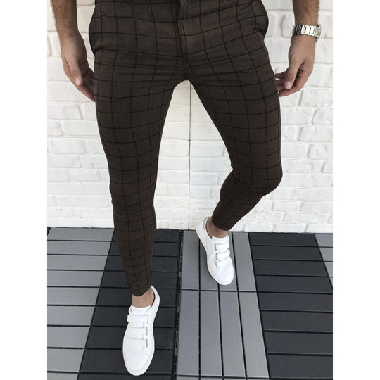 Herren Karierte Anzughose im Slim Fit Stil R&B