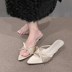 Damen Elegante Slingback-Mules mit dekorativen Schleifen R&B