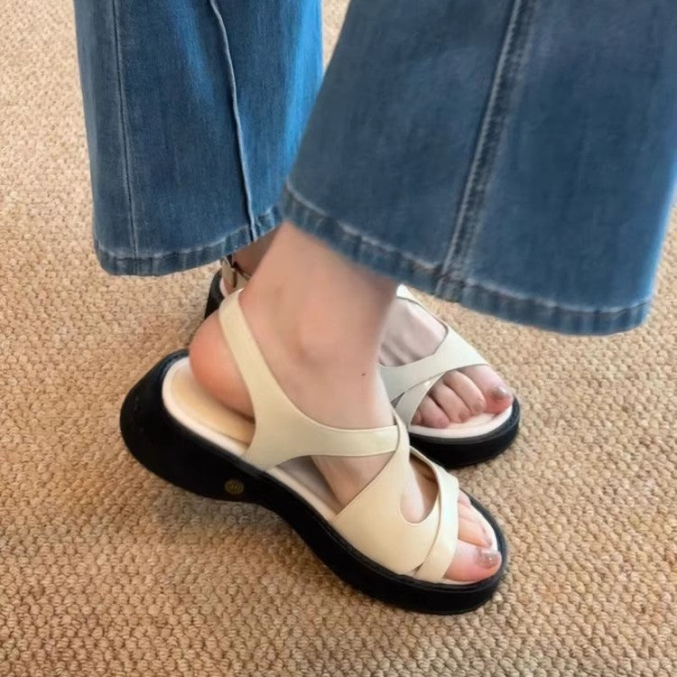 Damen Plateau-Sandalen mit modischem Schnallenverschluss und komfortabler Dämpfung R&B