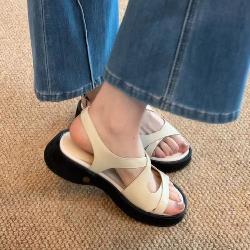 Damen Plateau-Sandalen mit modischem Schnallenverschluss und komfortabler Dämpfung R&B