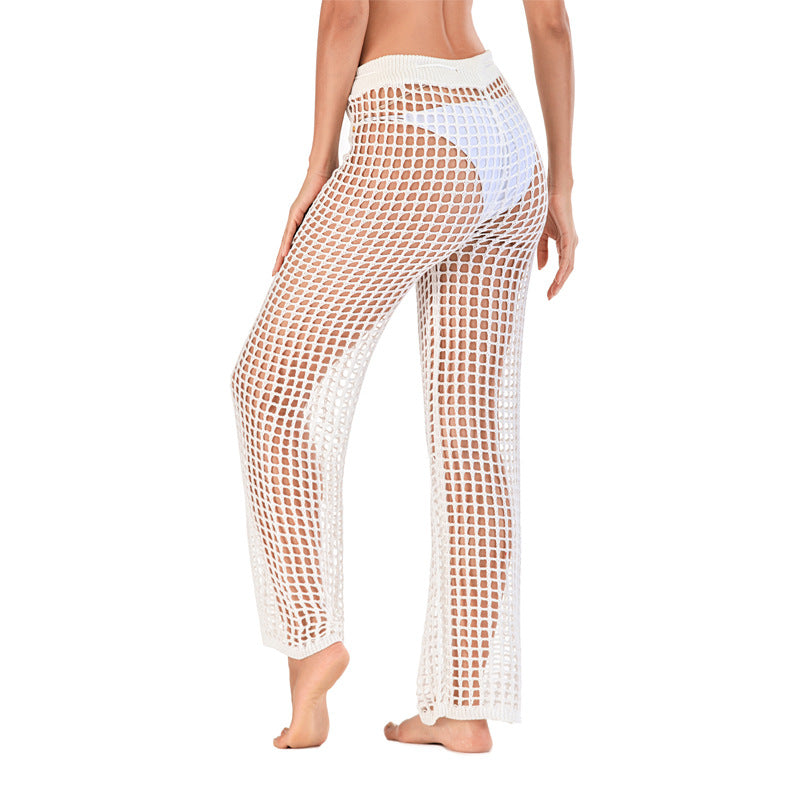 Damen Häkel Strandhose mit hoher Taille und weitem Schnitt R&B