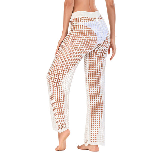 Damen Häkel Strandhose mit hoher Taille und weitem Schnitt R&B