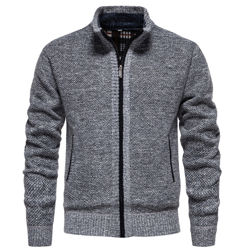 Herren sportliche Strickjacke mit Stehkragen R&B