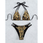 Damen Triangel-Bikini mit modischem Schlangenmuster