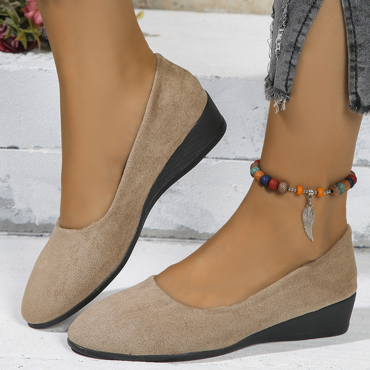 Damen Flache Ballerinas mit glitzerndem Riemen und komfortablem Fußbett R&B