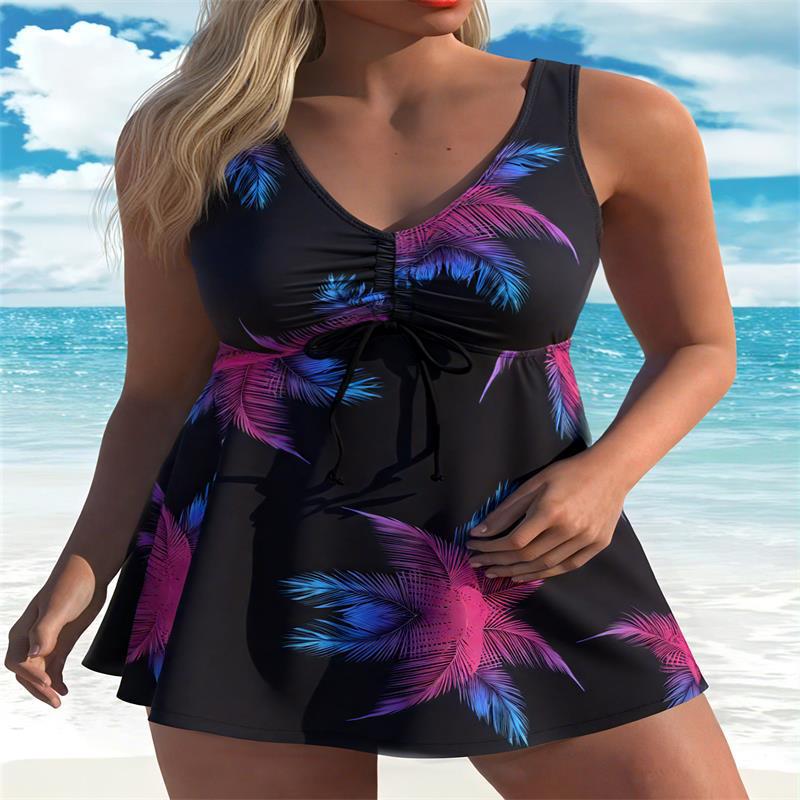 Damen Tankini-Top mit floralem Design und figurumspielendem Schnitt R&B